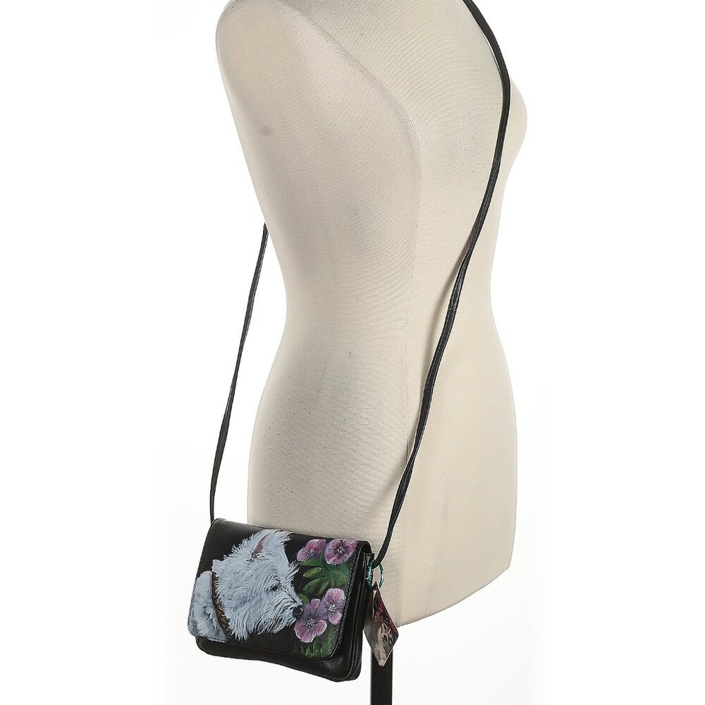 NWT Hand painted Westie Dog black handbag
